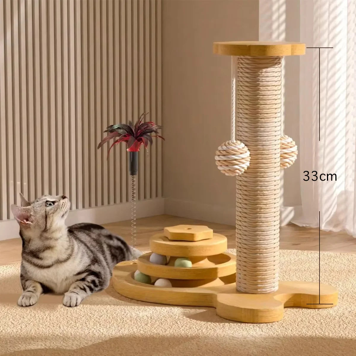 Sisal Cat Scratch Post with Toy