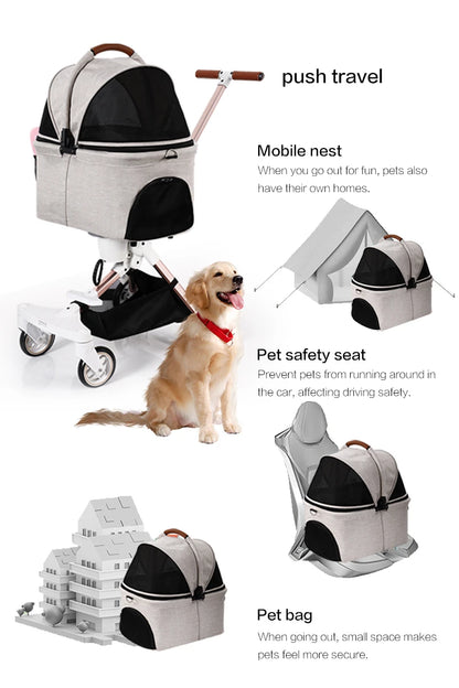 Luxury 4-Wheel Pet Stroller