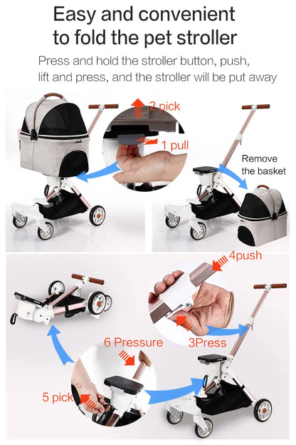 Luxury 4-Wheel Pet Stroller