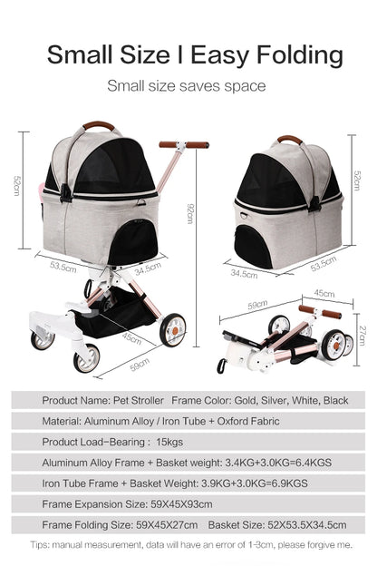Luxury 4-Wheel Pet Stroller