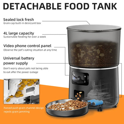 Smart Automatic Pet Feeder with Wi-Fi & Camera