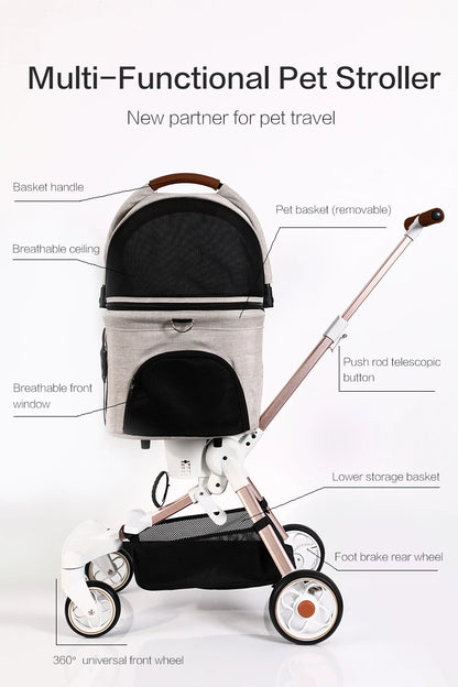 Luxury 4-Wheel Pet Stroller
