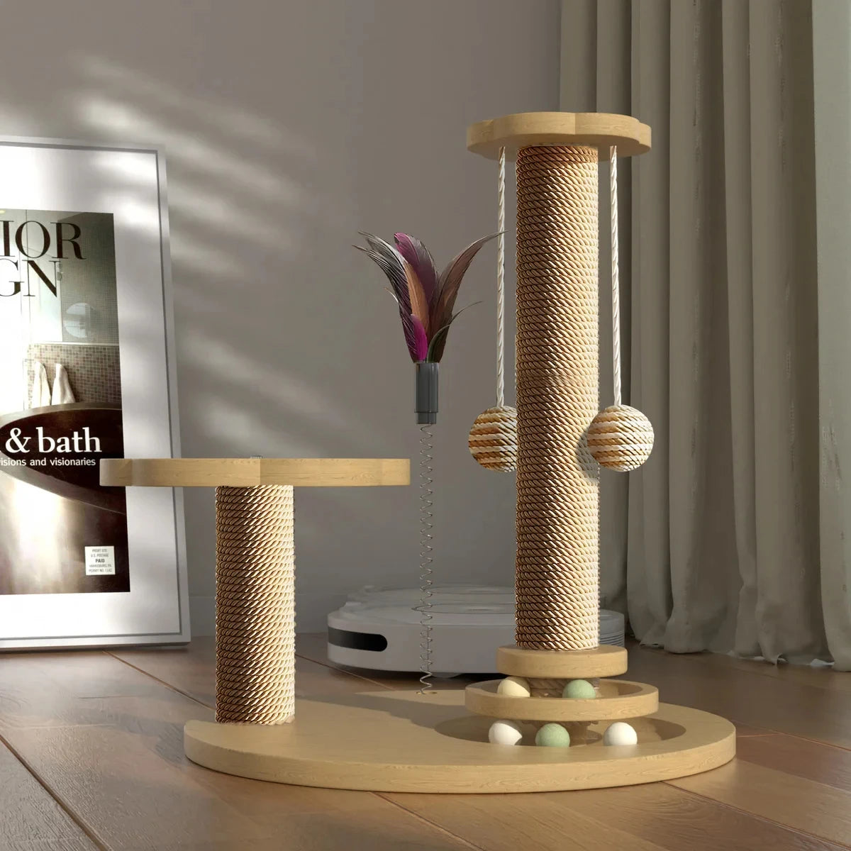 Sisal Cat Scratch Post with Toy